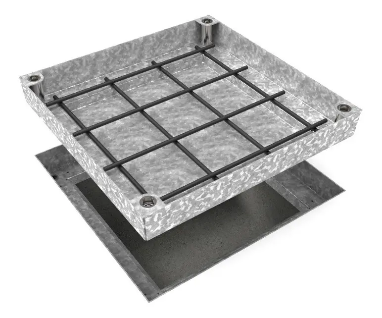 [TP-GR 30] Marco c/ tapa para piso, hermetica rellenable, 30*30 interior- Galvanizada